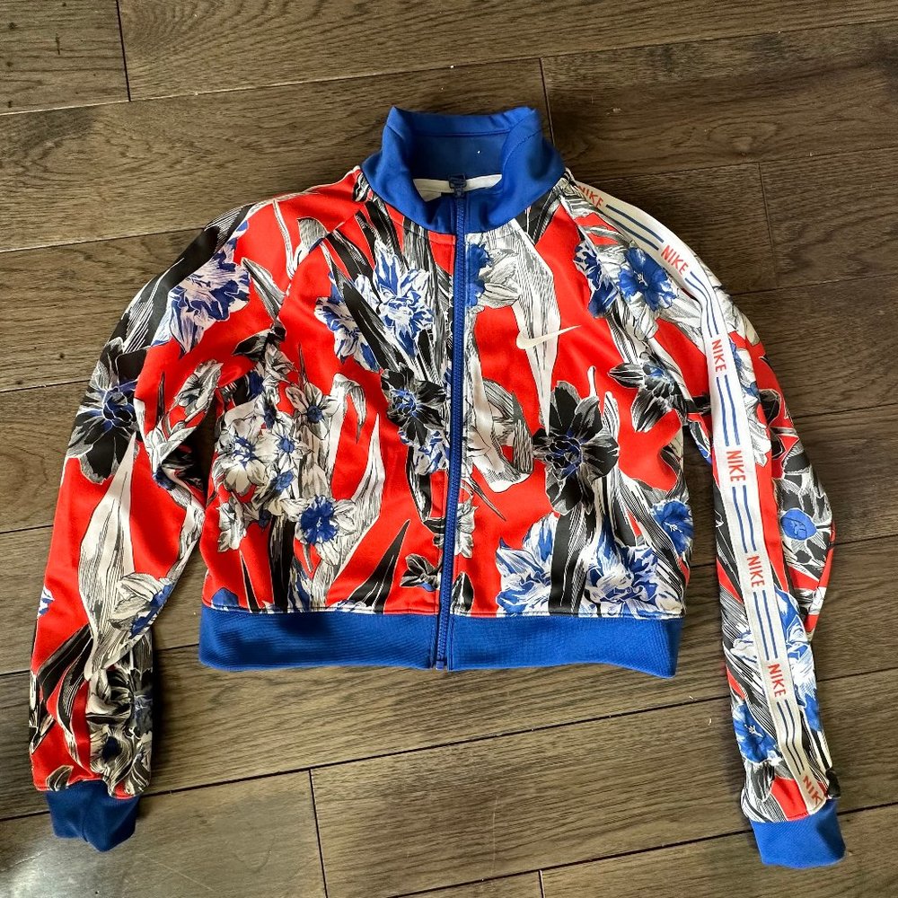 Nike Floral Crop Jacket (Blue/Red)